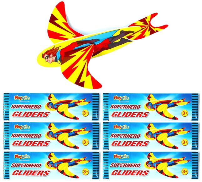 Super Hero Polystyrene Plane Gliders - 6 Pack