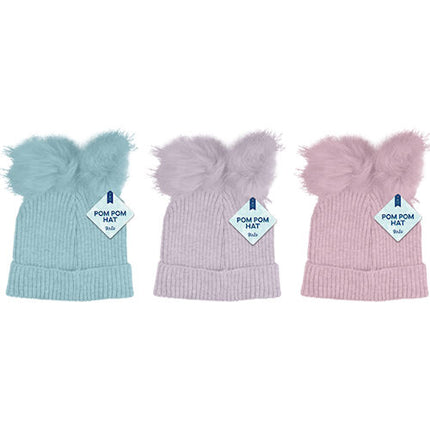 Kids Pom Pom Hat With Metallic Thread