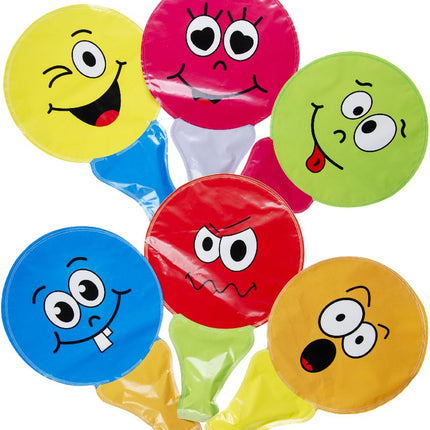 6 Emoji Face Self-Inflating Handheld Balloons