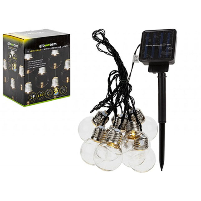 LED White Retro Bulb Solar String Lights