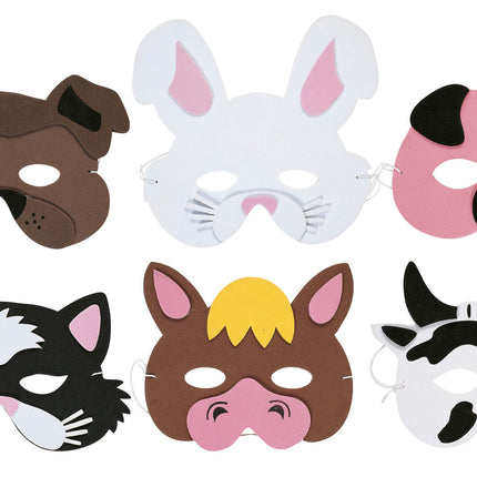 6 Foam Farm Animal Masks
