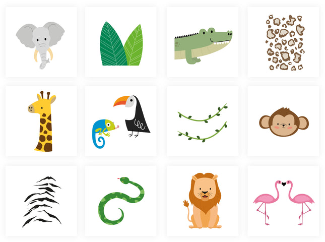 Jungle Temporary Tattoos - 12 Pack
