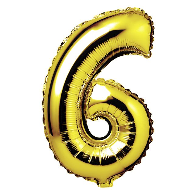 Large Gold Foil "Number 6" Balloon – 34 Inch