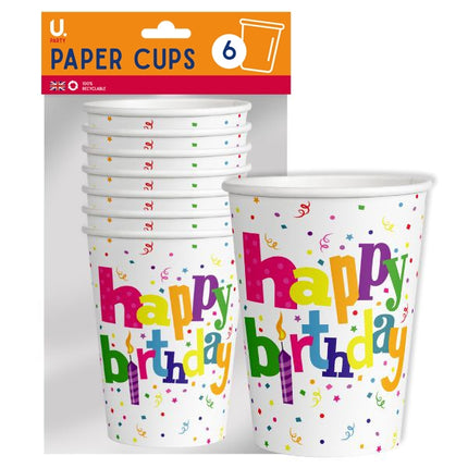 6 Happy Birthday Paper Cups