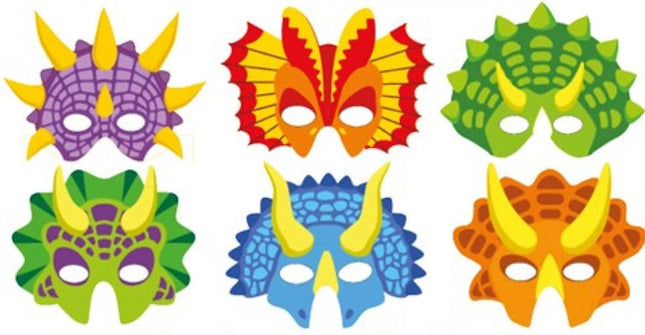 Cardboard Dinosaur Masks - 12 Pack