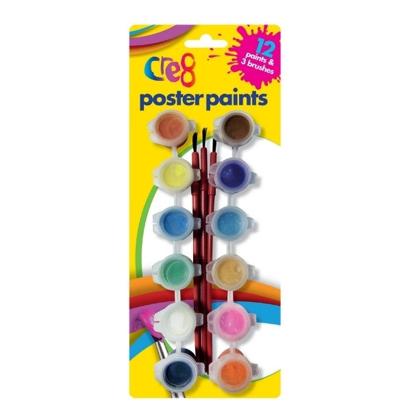 12 Coloured Poster Paints