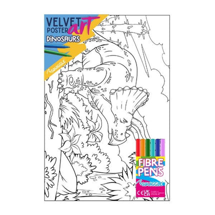 Dinosaur Velvet Poster Art & Fibre Pens