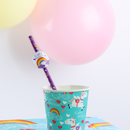 20 Unicorn Paper Straws