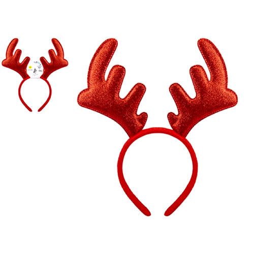Red Glitter Antlers Headband