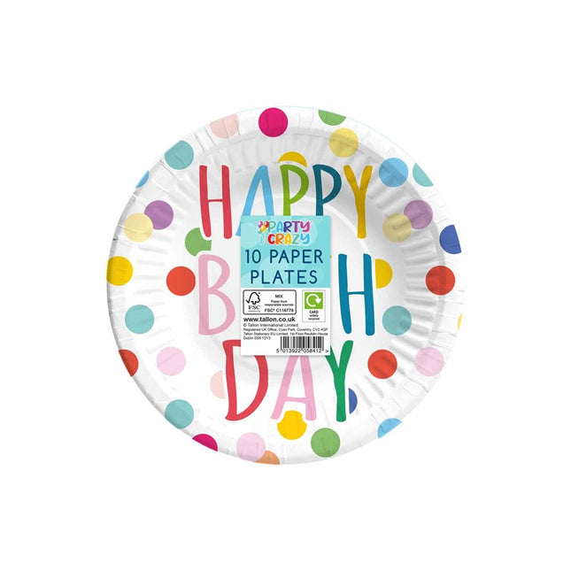 Happy Birthday Design Paper Plates 7" - 10 Pack