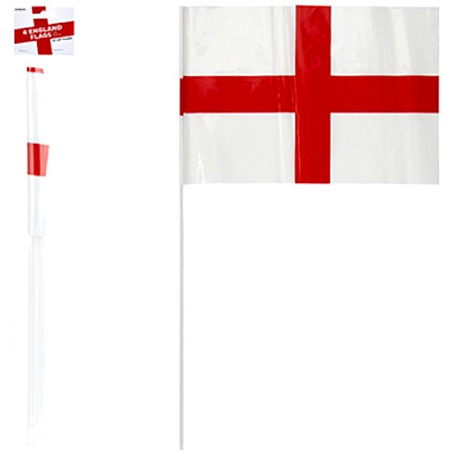 Large St George Plastic Flags With Sticks - 12" x 8"