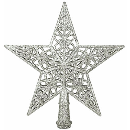 Silver 5 Tip 20cm Christmas Tree Star Topper