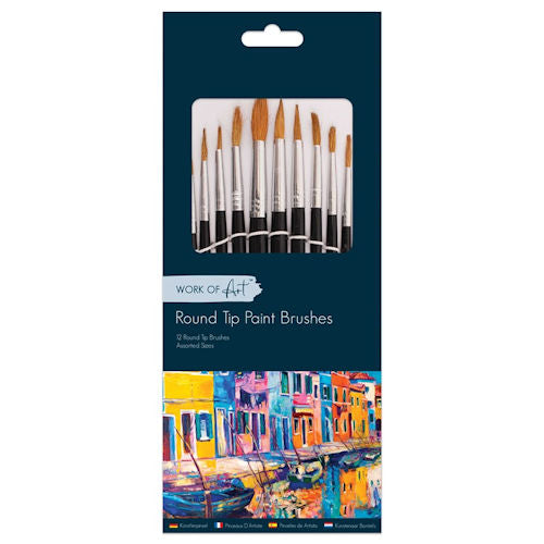 Round Tip Artist Paint Brushes - 12 Pack