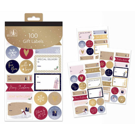 Christmas Contemporary Gift Labels Book - 100 Pack