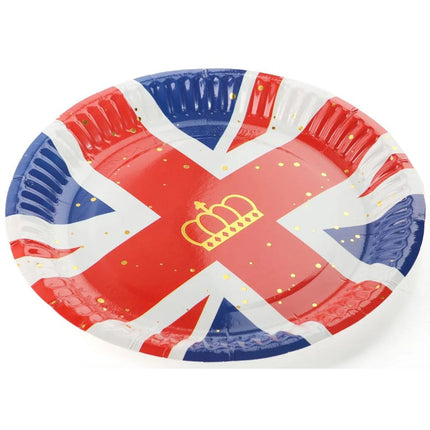 Union Jack 9'' Paper Plates - 10 Pack