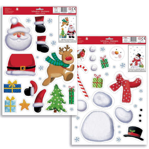 Build Santa Snowman Window Sticker - Assorted