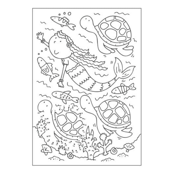 A4 Mermaid/Unicorns Dot-to-Dot Colouring Book - Assorted