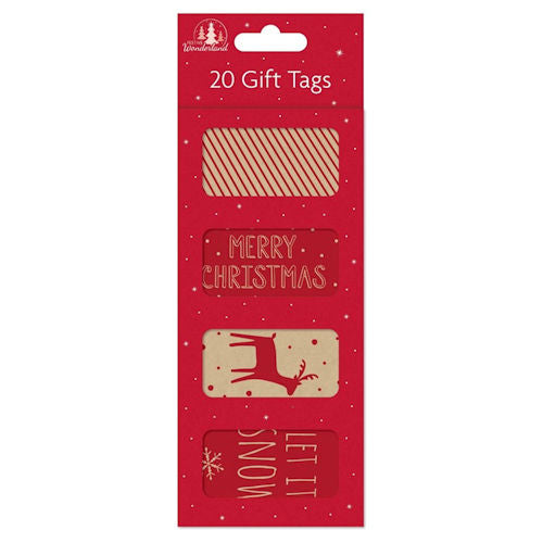 Christmas Kraft Oval Gift Tags - 20 Pack