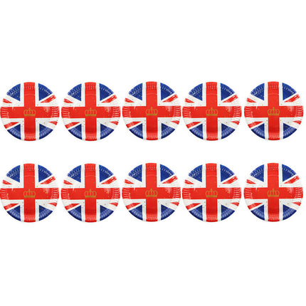 Union Jack 9'' Paper Plates - 10 Pack