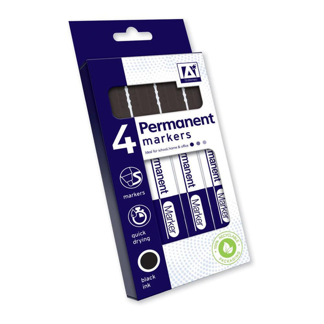 Black Permanent Markers - 4 Pack