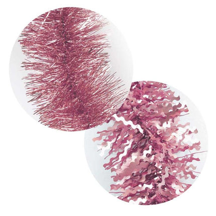 2 Shiny & Matt Blush Pink Luxury Christmas Tinsel