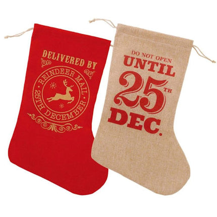 Christmas Plush Hessian Style Stocking