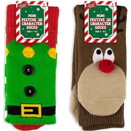 Size 6-8.5 Festive 3D Character Mens Socks