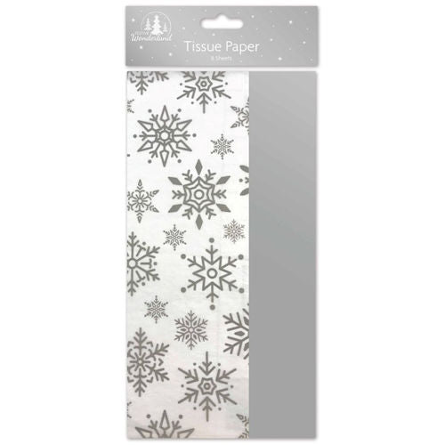 Christmas Silver Snowflakes Tissue Paper - 8 Sheets