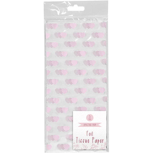 Foil Heart Tissue Paper - 3 Sheets