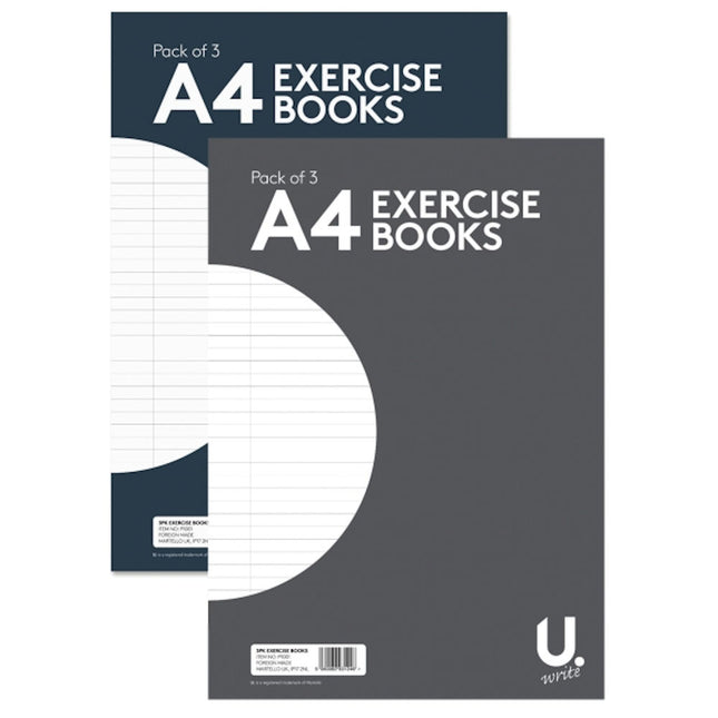 A4 Lined Exercise Books - 3 Pack