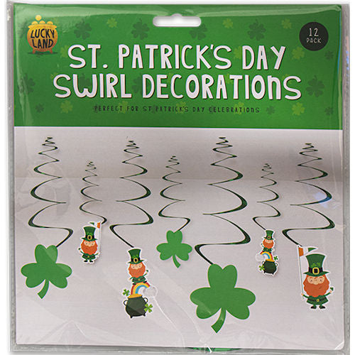 St. Patrick's Day Card Swirl Decorations - 12 Piece