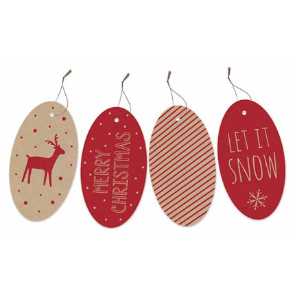 Christmas Kraft Oval Gift Tags - 20 Pack