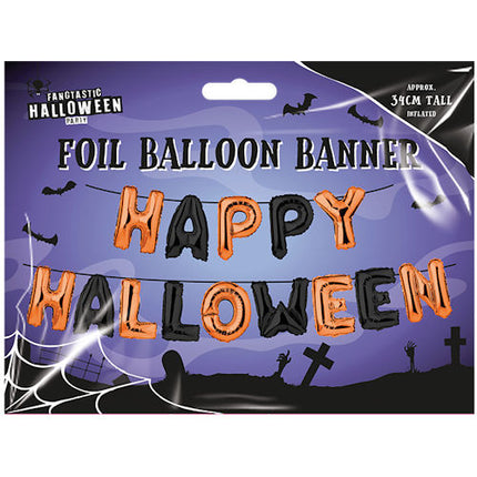Halloween 'Happy Halloween' Foil Balloon Banner - 34cm