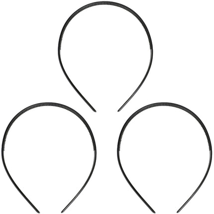 Black Plastic Hairbands - 3 Pack