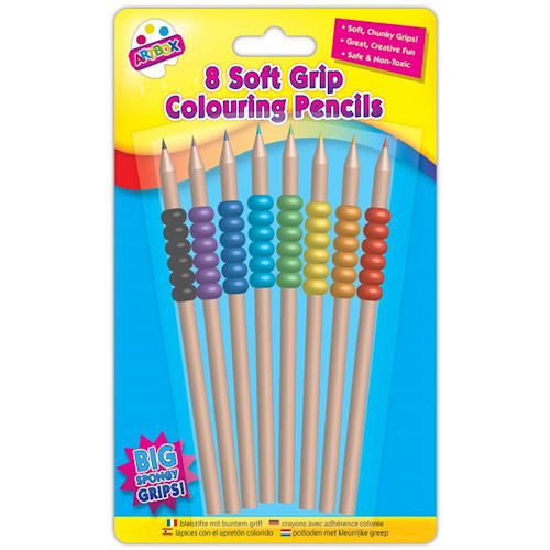 Soft Grip Colouring Pencils - 8 Pack