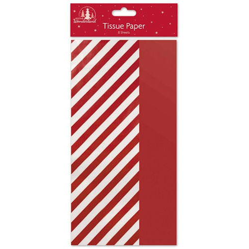 Christmas Red Stripe Tissue Paper - 8 Sheets