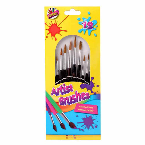 Natural Artist Paint Brushes - 12 Pack