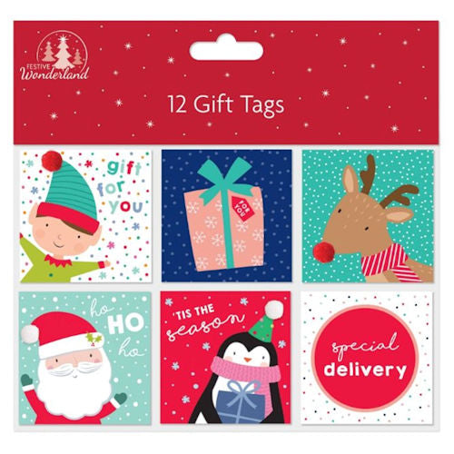 Christmas Cute Tip On Gift Tags - 12 Pack