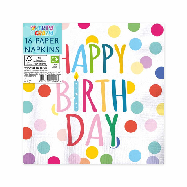 Happy Birthday Design Napkins - 16 Pack