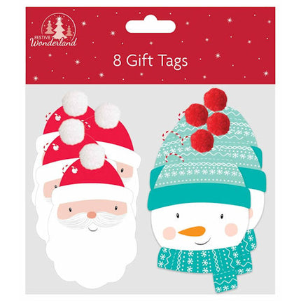 8 Christmas Pom Pom Gift Tags