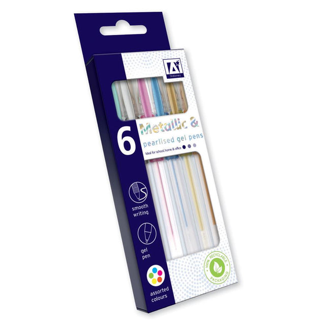 Metallic Pearl Gel Pens - 6 Pack
