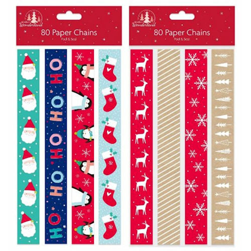 Christmas Cute Paper Chains - Assorted 80 Pack