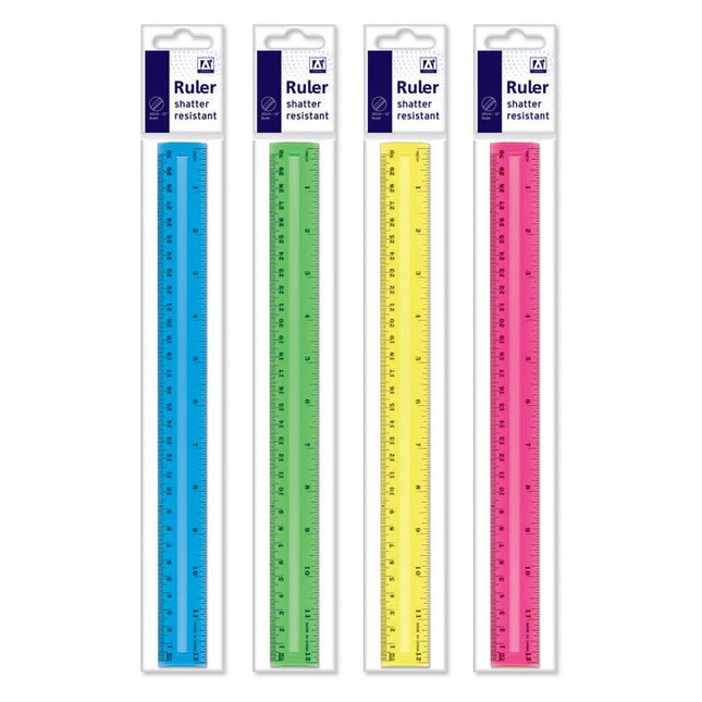 Brightly Coloured 12" Ruler - Assorted