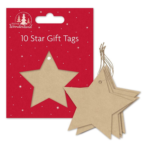 10 Christmas Kraft Star Gift Tags