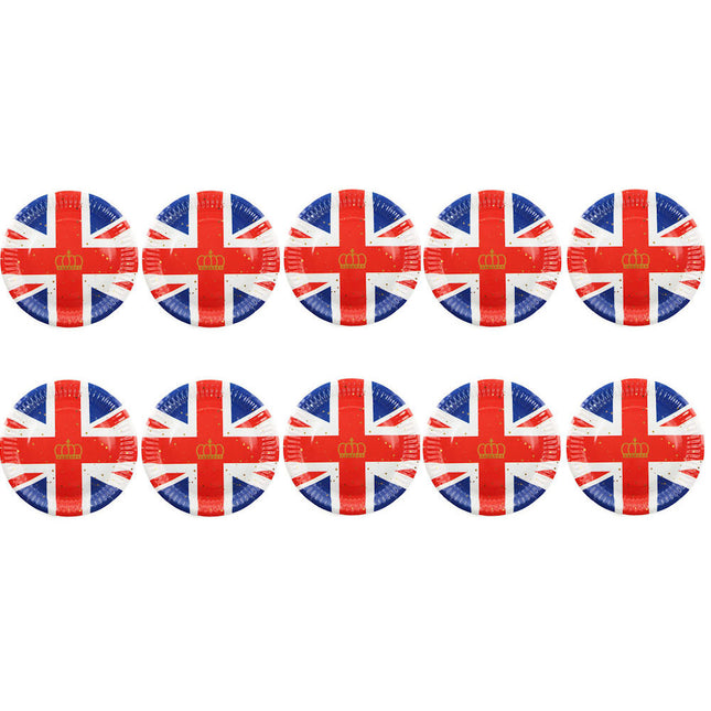 Union Jack 7'' Paper Plates - 10 Pack