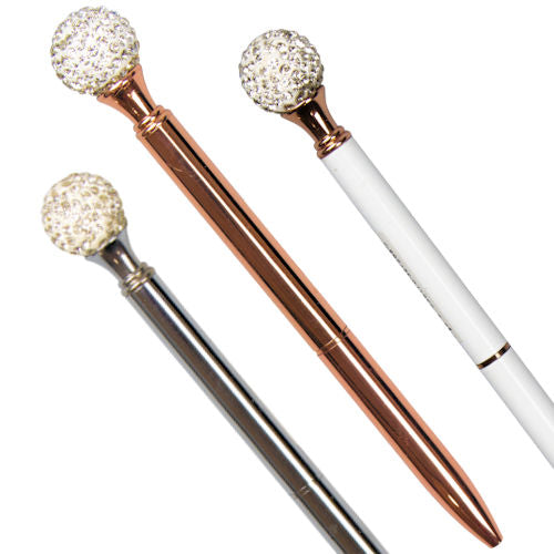 Black Ink Twist Up Glitter Ball Pen - Assorted