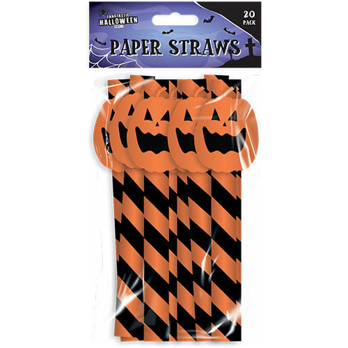 Halloween Pumpkin Paper Straws - 20 Pack