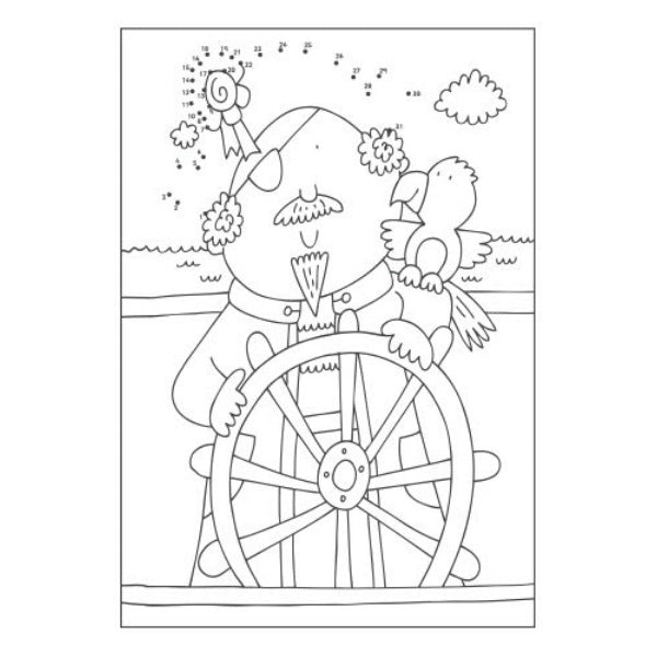 A4 Dinosaur Pirates Dot-to-Dot Colouring Book - Assorted