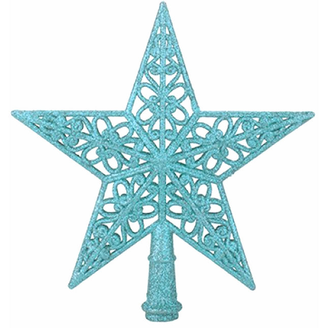 Ice Blue 5 Tip 20cm Christmas Tree Star Topper