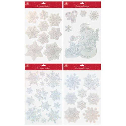 Christmas 3D Silver Laser Stickers - Assorted